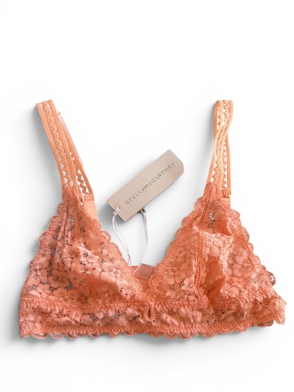 Stella McCartney Soft Floral Lace Bra In Peach, NWT
